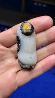 新疆和田玉籽料把件!原皮原色!羊脂白玉脂粉感十足!俏色巧雕